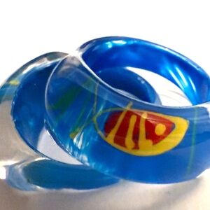 Trendy Colorful Lucite Women Fashion Statement' Ring Set